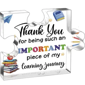 Teacher Gifts Appreciation Gifts Acrylic Puzzle Plaque Gift For Teachers Women Men Thank You Gift Office Cubicle Decoration For Teacher Profesores Study Partner Office