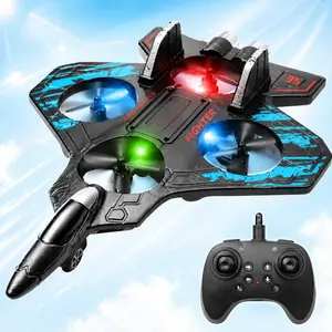 RC Fighter Jet Toy with LED Lights, Remote Control Airplane for Kids, 360° Rolling Stunt Flying Toy with Stable Hover, One Key Takeoff Landing Gift for Boys Girls Remote Control Jet Remote Control Aircraft Rc Airplanes