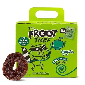 Thief Real Fruit Snack Whips - 500g Apple Snack with No Added Nasties, Perfect for School Lunches and Snacks, 5 Pack - Candy, Bonbon Sweet
