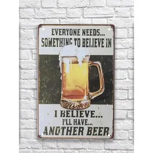 Funny Metal Sign – "Another Beer" – Vintage Bar Cafe Tin Sign – Wall Decor for Home, Bar, Basement, Wine Cellar, and Underground Cave – 8x12 Inch Decorative Plaque