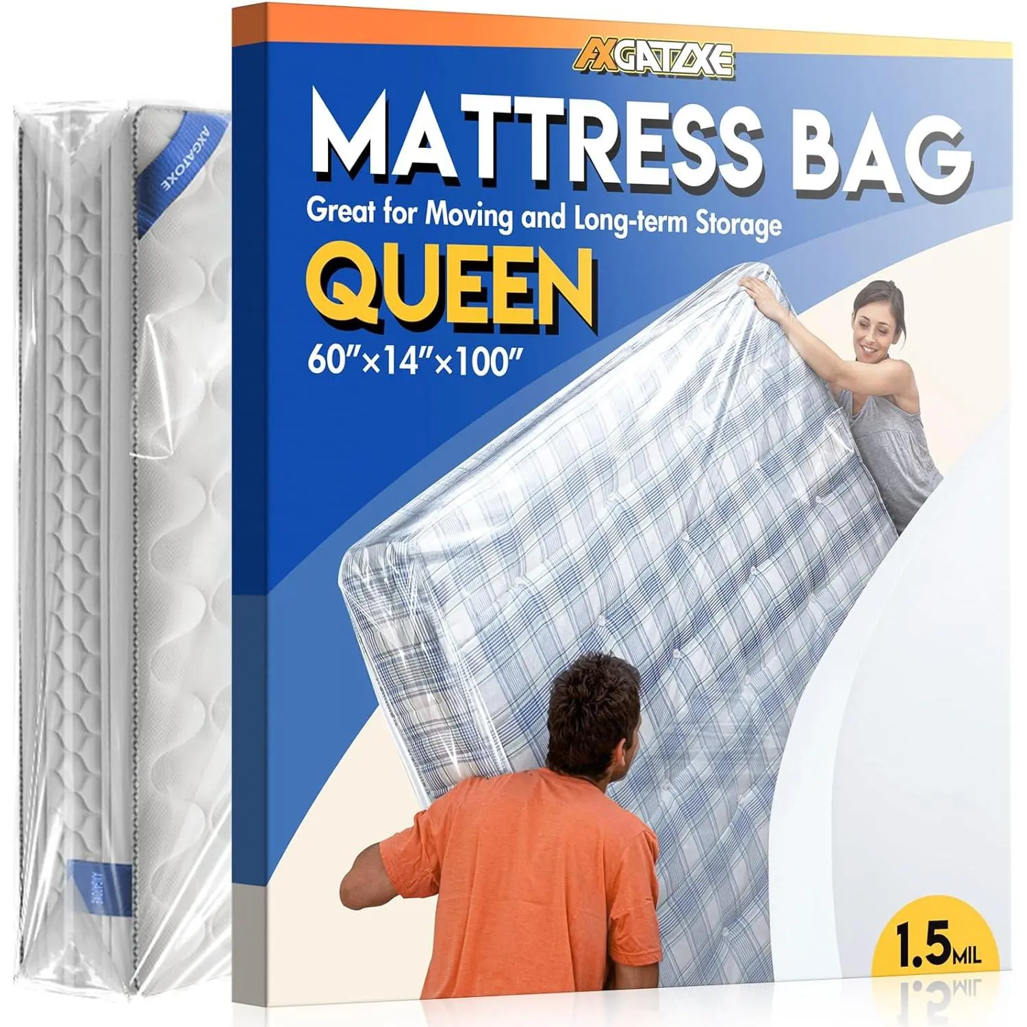 Plastic Mattress Bag for Moving Storage,  Mattress Cover, Mattress Protector for Moving Supplies -  Size (1.5MIL)