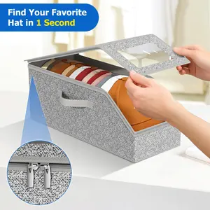 1/2/3pcs Stackable Hat wardrobe Organizer for Baseball Caps, Holds up to 12 Caps in 1 Hat Box, Sturdy Cap Storage for Closet with Cardboard, cap storage box