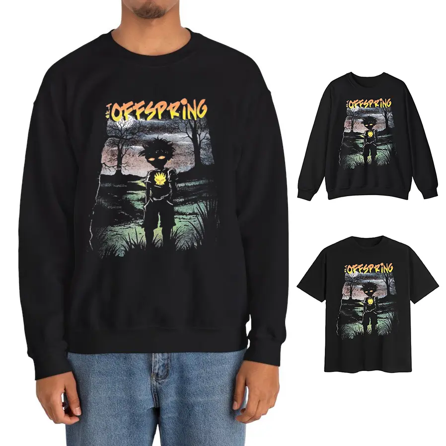 The Offspring Band Vintage Black T-Shirt Y2k Sweatshirt Gift For Fan, Heavy Cotton Fabric Menswear Tops