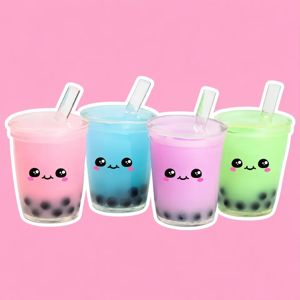 Boba Tea Besties Water Squishy Stress Relief Toy (1 pc) | Cute Bubble Tea Sensory Fidget Toy with Floating Boba Pearls