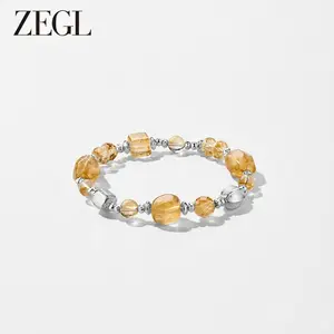 ZEGL Irregular-cut citrine, women's fashion jewelry, perfect as gifts for Christmas, Mother's Day, Valentine's Day, birthdays, graduation season, and anniversaries; colored gemstone jewelry