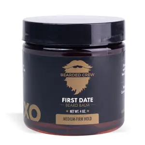 First Date Beard Balm - Medium Firm Hold Hair Care Product for Men - 4 Oz Jar with Clove Cedar & Vanilla Scent - Bearded Crew