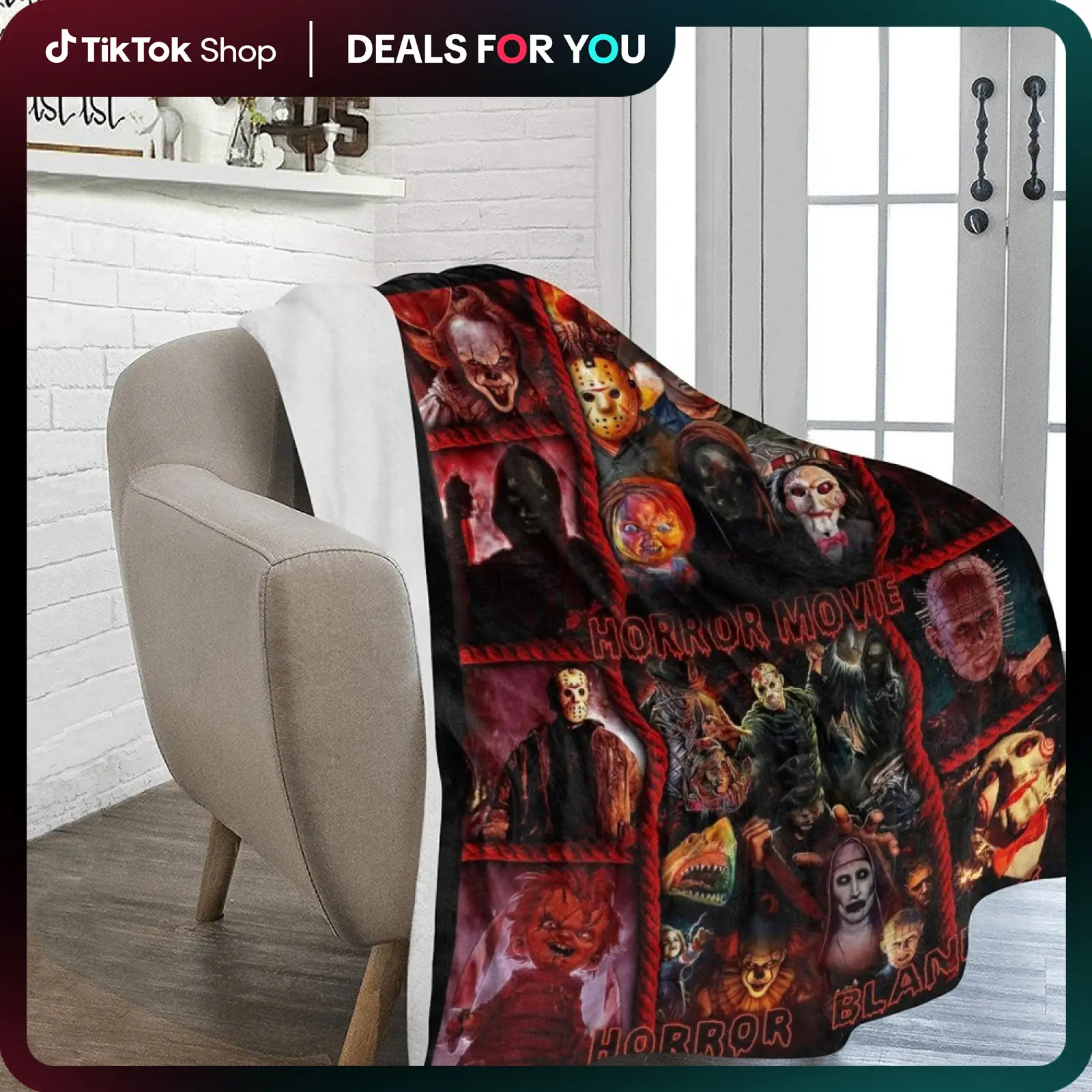 SPXUBZ Horror Movie Blanket, Halloween Blanket, Scary Movie Blanket, Horror Blanket Gifts for Halloween, Horror Movie Gifts, Christmas Fleece Blankets