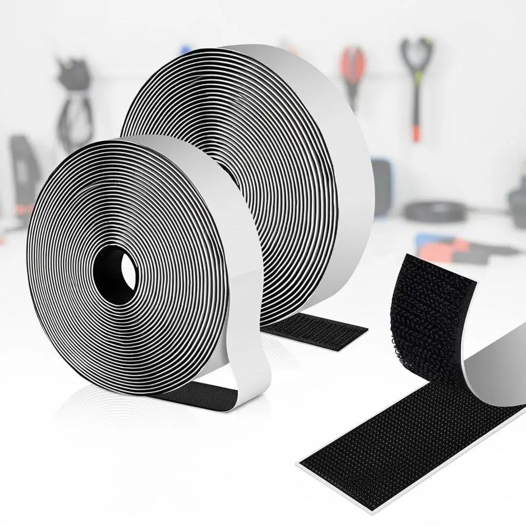 Washable Magic Tape, No-Sew Strong Adhesive Hook and Loop Strips. Reusable DIY Organizer for Home, Curtains, Clothing, Crafts. Removable & Durable Fastener Tape for Damage-Free Hold.