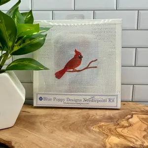 Cardinal Needlepoint Kit (red beak on light blue)