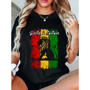 100% Cotton Rasta Reggae Music Headphones Jamaican Lion Of Judah T-Shirt