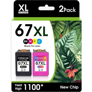67XL Black and Color Combo Pack Ink Cartridges Compatible for  Ink 67 67xl  Printer Works for DeskJet 2755e 2855e 2700e 4155e 2734e 2827e 4100e Envy 6055 6455e-Print Clearly and Reliably