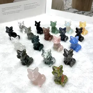 TEST 5 Counts Different Materials Fox Crystal Carving Healing Stones Natural Stone Chakra Balancing Reiki Home Office Decor From IG Crystal
