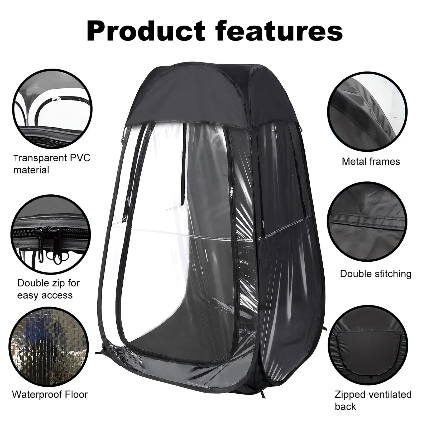 Portable Pop Up Fishing Tent for Men, Tent Camping for 2, Outdoor Sports Shelter for Fishing & Camping, Cold Wind & Rain Protection, Black, Outdoor Shelter, Durable