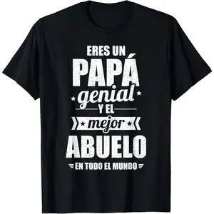 classic cotton graphic fashion round neck men tee Eres un papa genial mundo T-Shirt