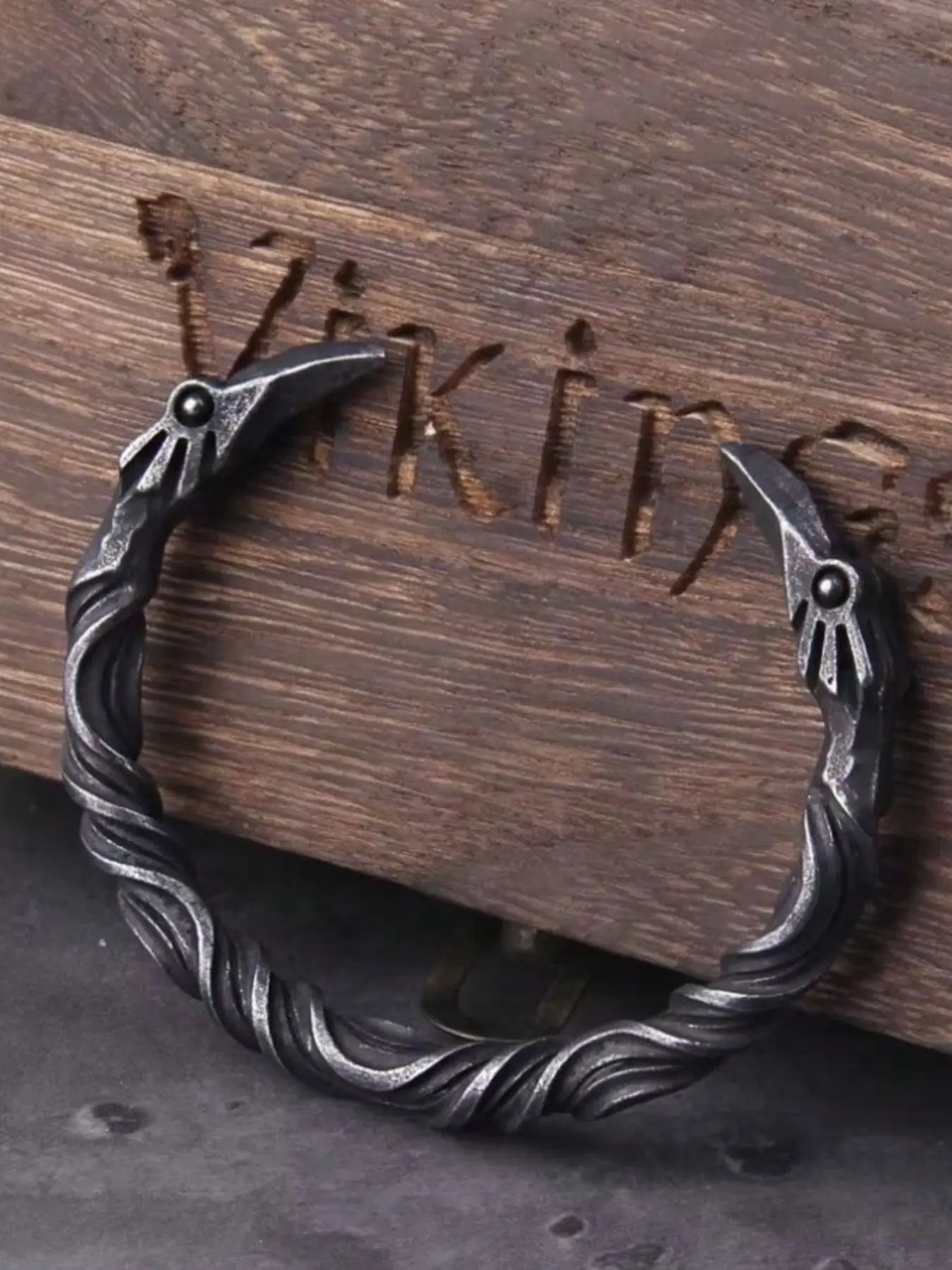 Vintage Viking Style Carved Bracelet, Personalized Punk Party Accessory, Jewelry Gift, Trendy Retro Fashion, Unique Handmade Design, Viking Influence, Trendy Bangle