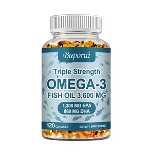 Buporai - Triple Strength Omega 3 Fish Oil 3600 mg | EPA & DHA | | 1300 mg EPA + 860 mg DHA | Premium Fish Oil