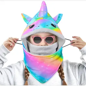 L-AS01   Winter Windproof Hat Kids Balaclava, Adjustable Ski Mask for Kids with Fleece Cold Weather Snow Hat Face Cover for Age 3-8