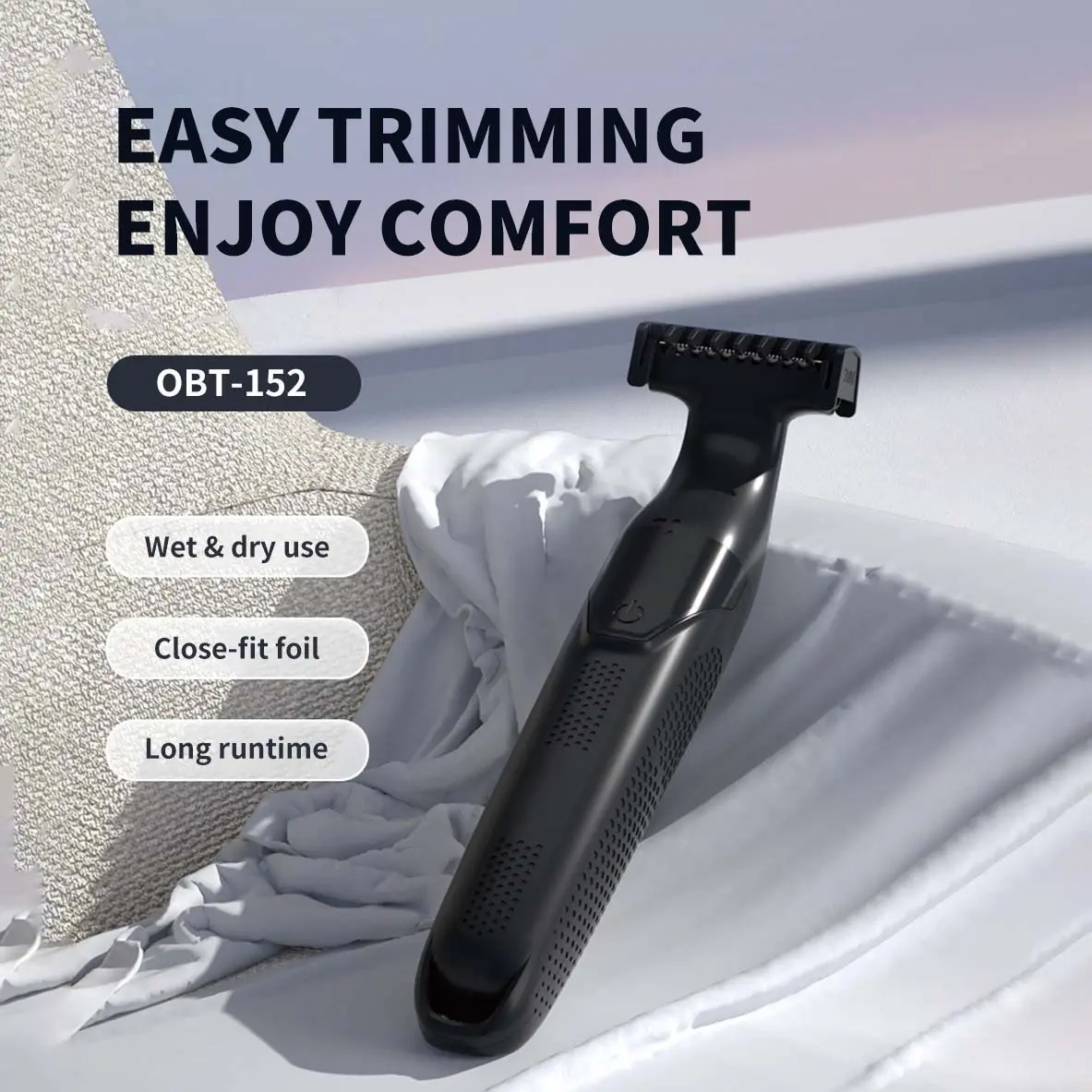 Electric Body Hair Trimmer Wireless Shaver for Men, Groin Hair Trimming Waterproof Electric Razor, Mens Depilation Tool Multi-Functional Hair Trimmer