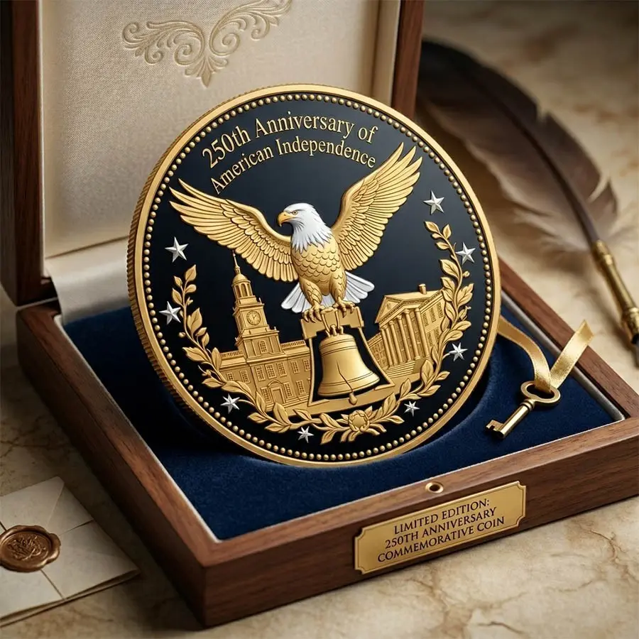 250th Anniversary Coin, Us 1776-2026 Commemorative Mint Mark, Ideal Collectible Gift, Perfect for Friends and Family