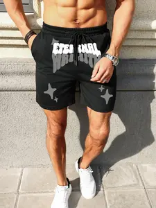Men's Regular Fit Star Print Shorts, Casual Comfy Breathable Shorts for Daily Wear, Mens Shorts for Summer