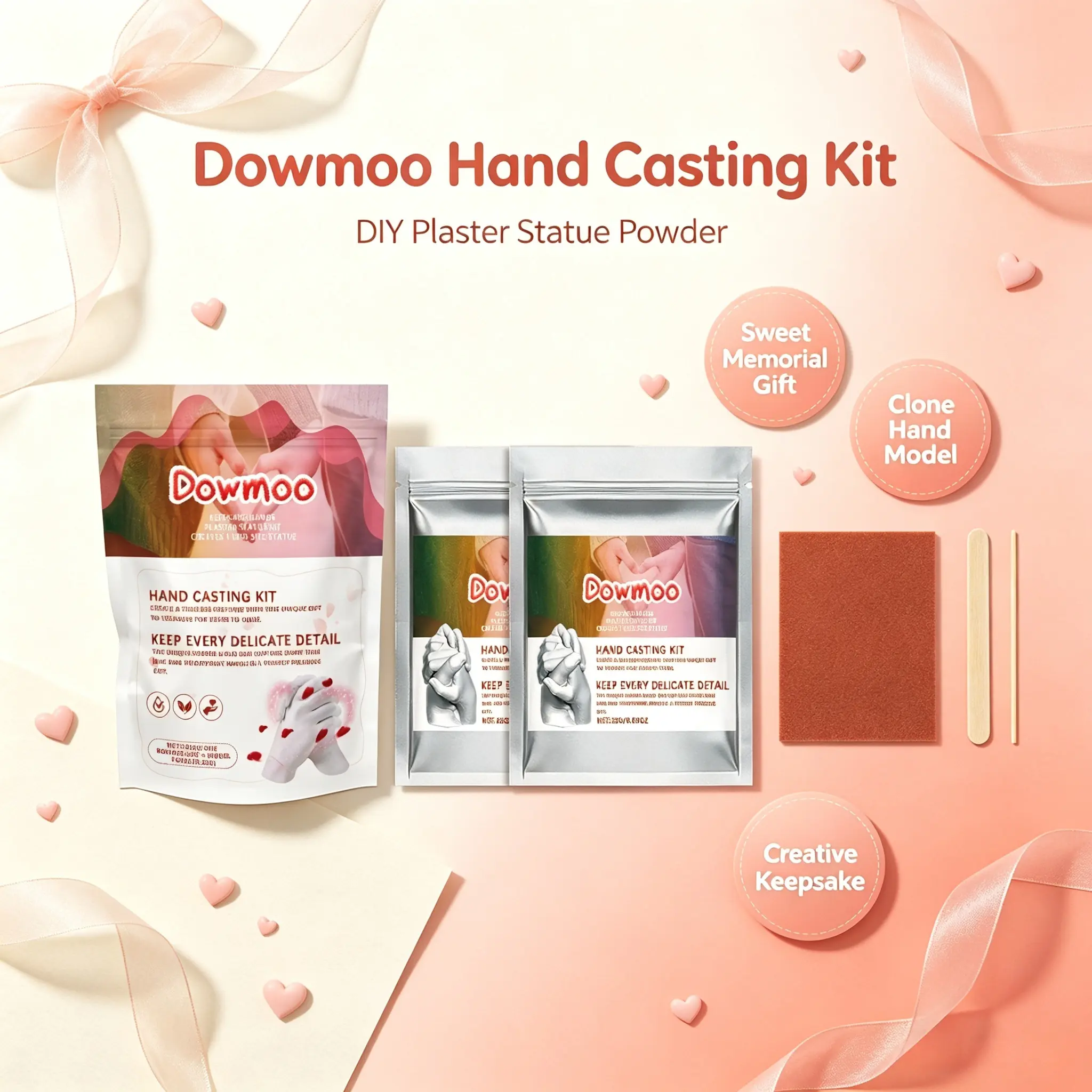 Dowmoo Hand Model Powder Set, 3d Hand Model Plaster Making Material Diy Commemorative Gift Clone Model Powder