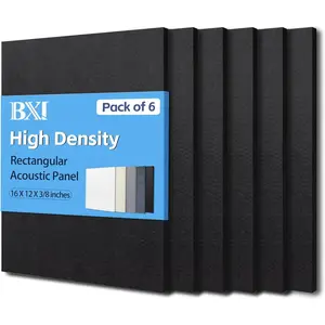 Sound Absorber - 16 X 12 X 3/8 Inches 6 Pack High Density Acoustic Absorption Panel, Sound Absorbing Panels Reduce Echo Reverb, Tackable Acoustic Panels for Wall and Ceiling Acoustic