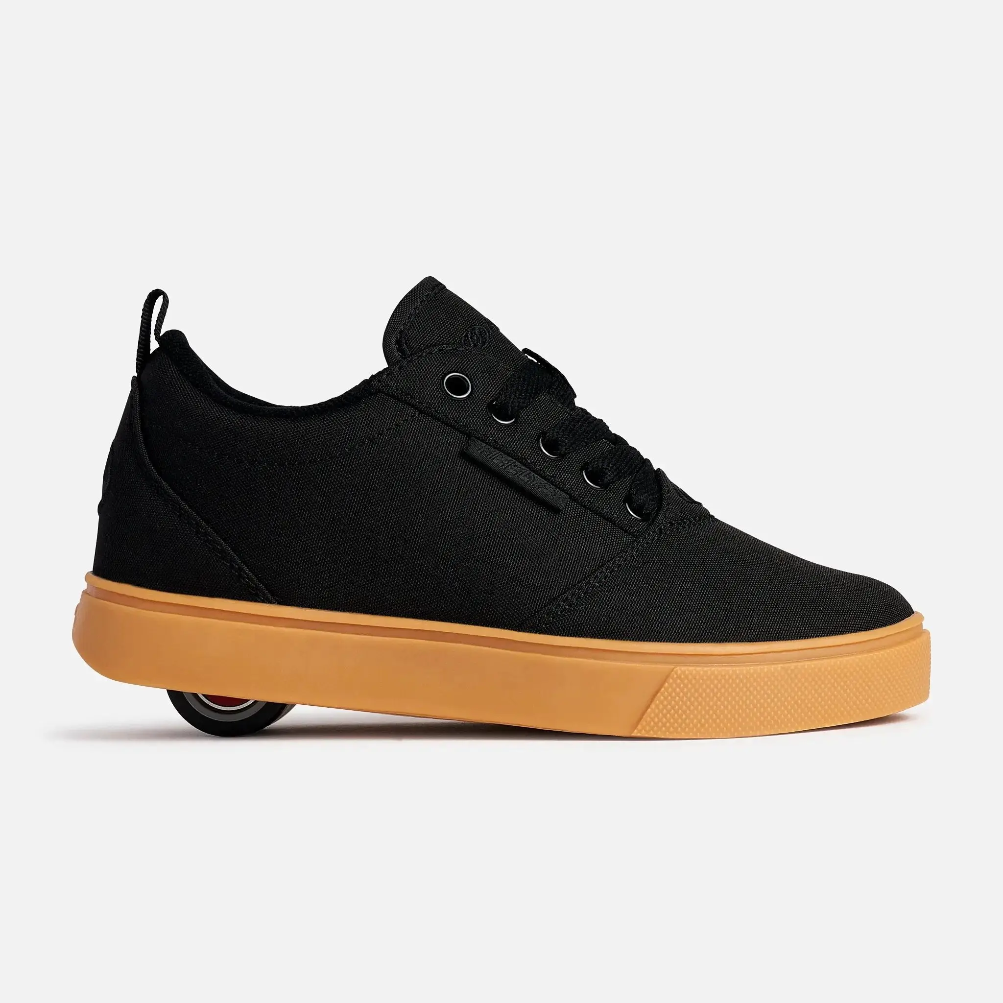 Heelys Pro 20 Wheeled Lace-Up Casual Shoe - Kids & Adults Rubber Casual Trainer, Black with Gum Sole