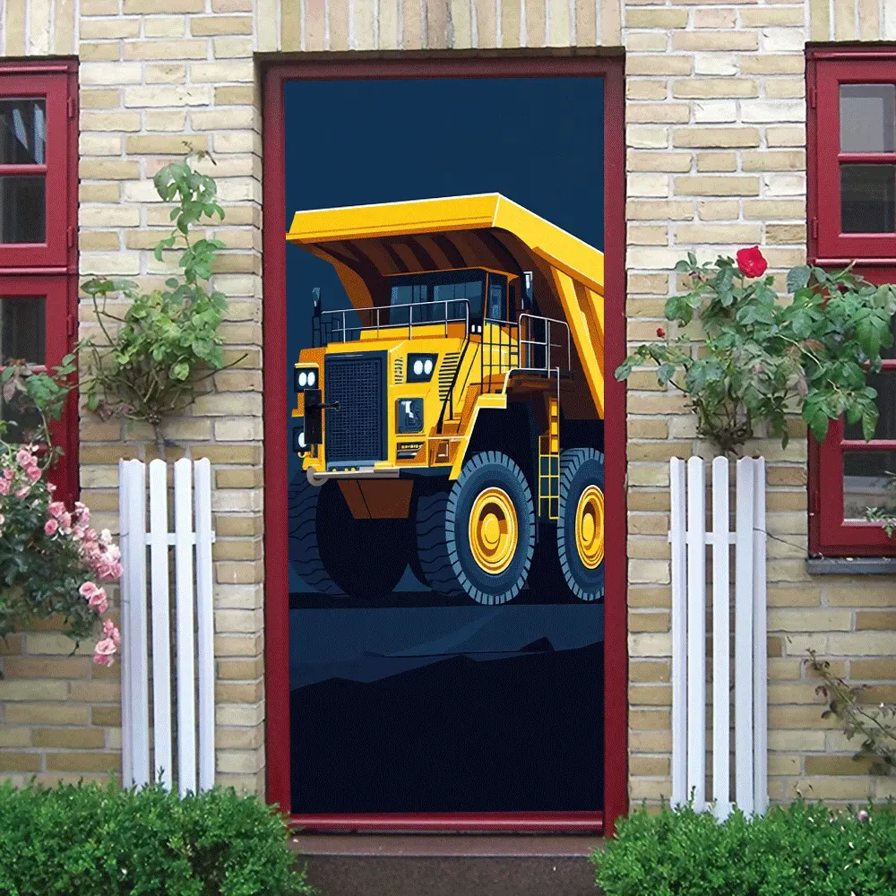 2pcs Construction Vehicle Wall Stickers for Kids Room Cartoon Dump Truck Decals Removable Eco Friendly Vinyl Art Decor for Boys Bedroom Nursery Playroom Kindergarten Birthday Gift Car Theme Stickers Co