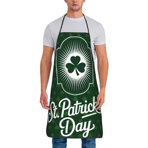 1 Piece Unisex Shamrock Green Irish Apron Women Men Chef Tablier Kitchen Chef Cooking Baking Bib St. Patrick's Day Kitchen Baking Halloween Thanksgiving Christmas