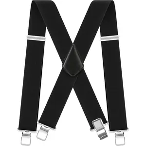 Heavy Duty Suspenders for Men 2 Inch Wide Adjustable Elastic Work Suspenders with Sturdy Clips X-Back Design