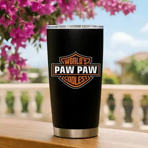 BNB World's PAWPAW Coolest Tumbler 20oz/30oz - Gift Motorcycle Dad/Grandpa Cup, Travel Cup, Gift for Dad/Grandpa - Father's Day Gift Cup, Birthday Gift from Son/Daughter/Grandkids