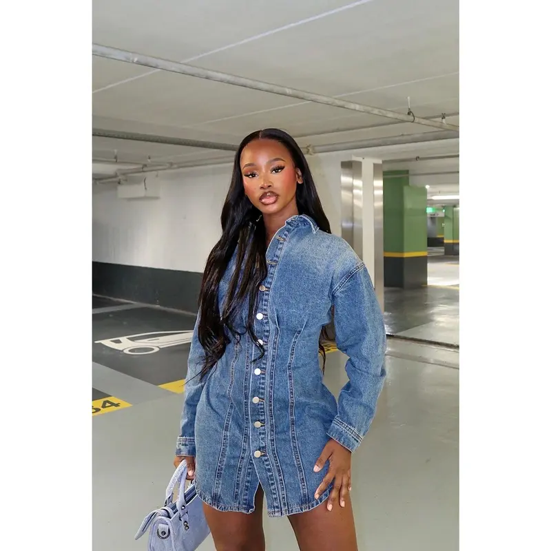 Alessandra Denim Mini Dress - Medium Wash