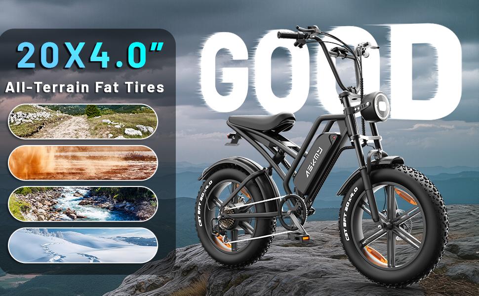 ASKMY E500 E-Bike Replacement Parts & Accessories – Battery, Motor, Wide Tires, Brake Lever, Throttle, Pedals & Seat, Spare Parts Kit for Off-Road Riding