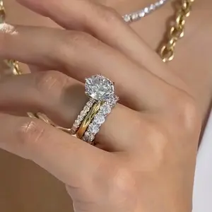 Maxine Vintage 3.0ct Round Cut Engagement Ring Set 3PC,Bridal Ring Set,5A Cubic Zirconia Women's Ring Jewelry,Wedding Ring Set for Daily,Travel,Proposal,Birthday,Anniversary