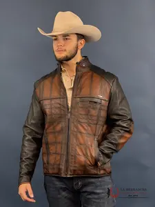 Cuadra Hand-shaded finish brown leather jacket JC176