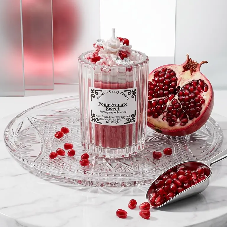Pomegranate Sweet Soy Candle – 5oz Hand-Poured Candle | Juicy Fruity Sugary Scent | Small Gift Candle