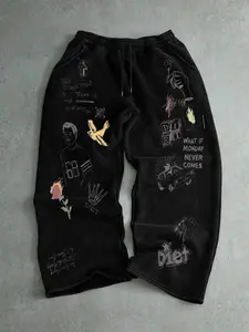 Casual Loose-Fit Sweatpants, Drawstring Waist, Comfortable Street Style, Perfect for Daily, Sports, and Gatherings