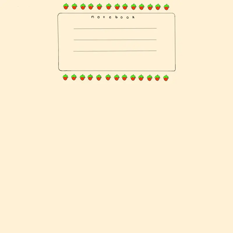Sweet Strawberry Composition Book Cover - Notebook Design with Strawberry Border Illustration