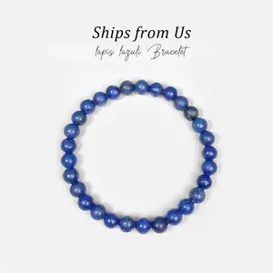 Blue Lapis Lazuli Friendship Bracelet 6/8/10/12mm Beads | Crystal Healing Beaded Bracelets for Kids, Men, Women, Couples Springtok