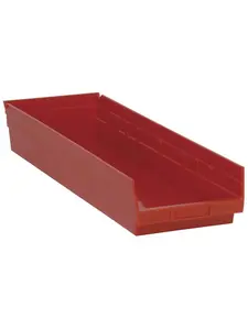 Quantum Storage QSB114RD Economy 4 in. Shelf Bin- Red - 23.62 x 8.37 x 4 in.