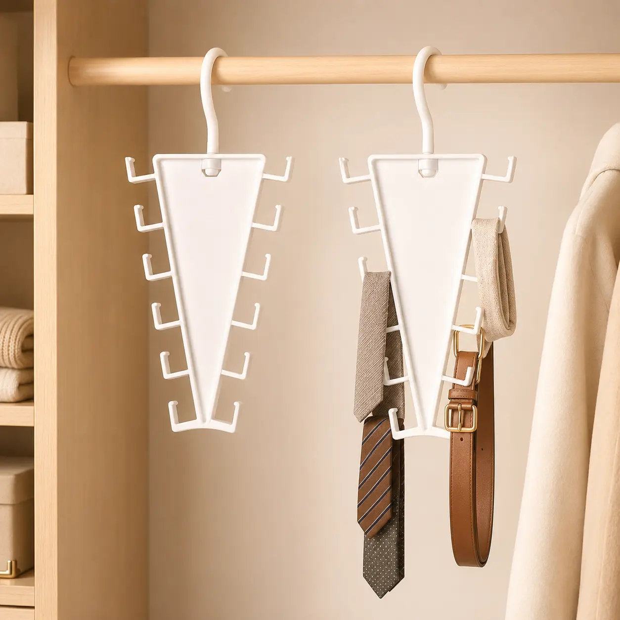 2 Pack Rotating Accessory Hanger, 12-Hook Closet Organizer for Hats, Handbags, Scarves, Belts and Everyday Closet Storage
