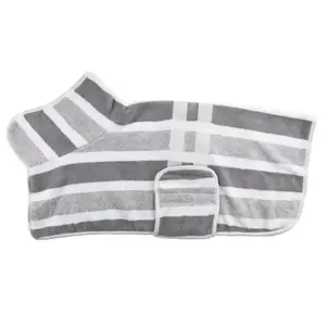 🛁 Turn post-bath zoomies into a cozy luxury spa moment. Striped Dog Drying Robe | Microfiber Pet Towel Coat, Cute Puppy Bathrobe, Summer Beach Accessories (1 Piece Only)