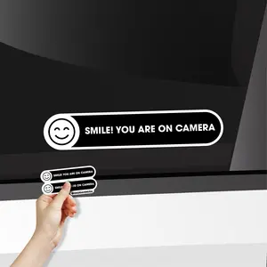 Smile You are on Camera Stickers Sign - 2 Pack Car Window Small Stickers - 5in x 1in Waterproof Vinyl Sticker