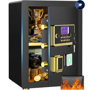 RXDSAFE 3.7 Large Smart Safe Box, Home Security Safe with LCD Panel, LED Lights, Digital Keypad, Combination Lock, Alarm System for Valuables Extra Battery Box