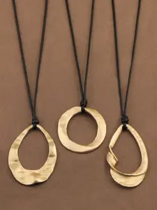 1pc Fashionable Matte Gold Minimalist Asymmetrical Hollow Open Pendant Necklace, Geometric Shape Pendant Wax Rope Necklace Suitable For Women's Daily Wear, Modern Versatile Accessories