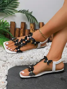 Women's Fashionable Butterfly Decorated Sandals, Casual Trendy Flat Sandals, Fashionable Sandals for Summer Beach Vacation, Walking Shoes