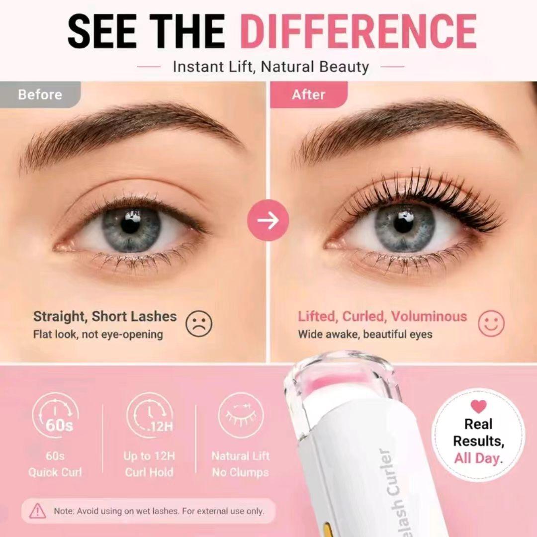 Thermal Eyelash Curler - USB Rechargeable with Thermo - sensitive Silicone Pad Fast Curling , Small Lifting Curler for Eyelashes - for Women Girls , Home , Travel , Curly and Stylized Precision Pad Eyelash Curler