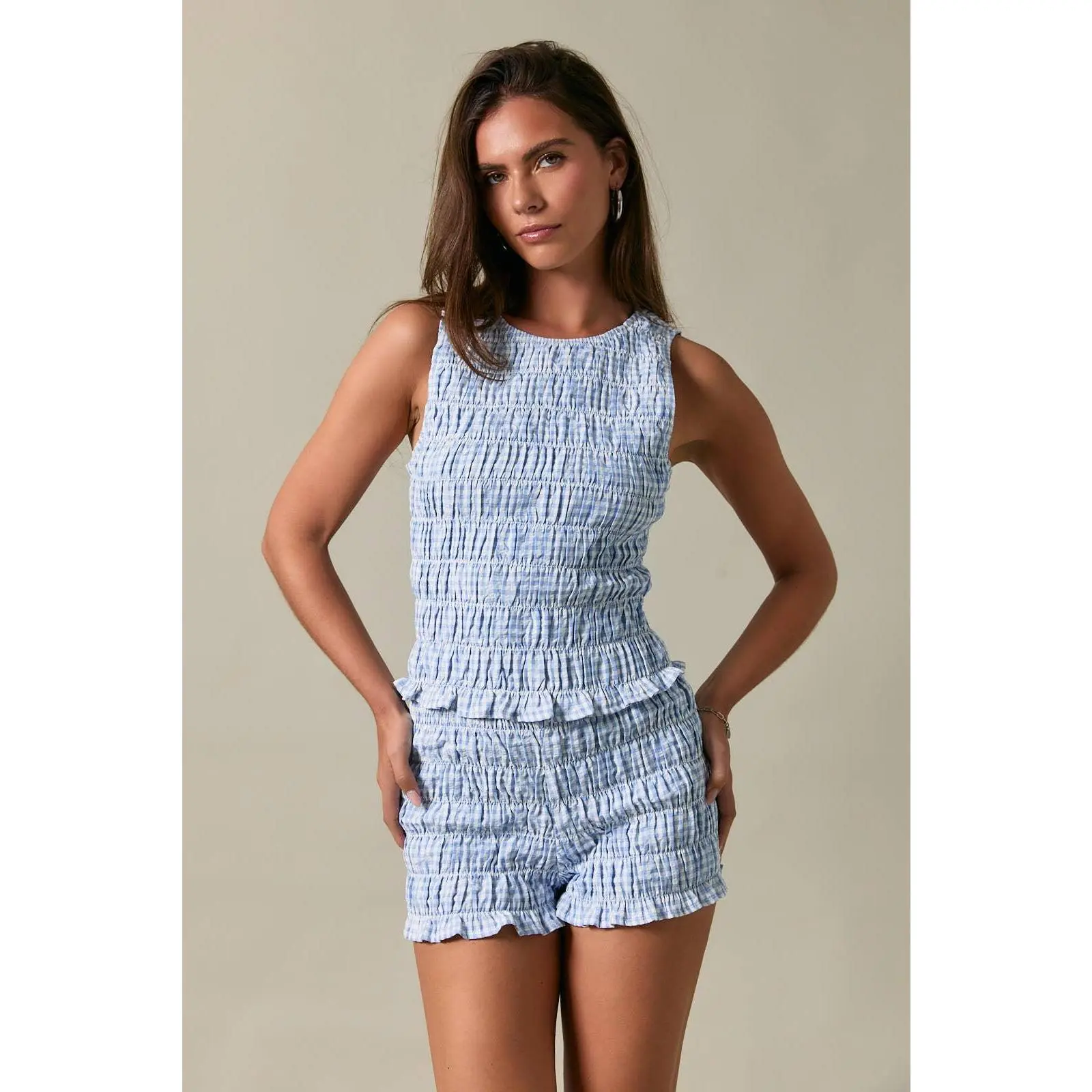 Spring Blue Gingham Set Spring Blue Gingham Set