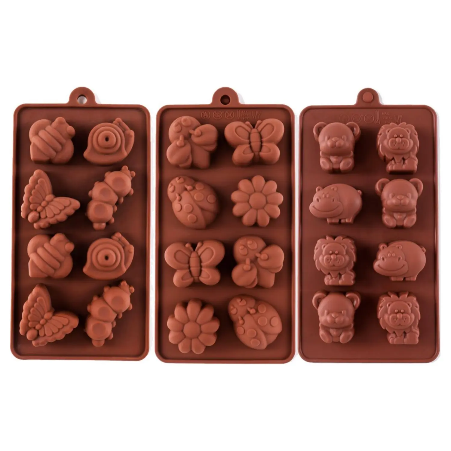3Pcs Silicone Molds Non-stick Chocolate Candy Mold,Soap Molds,Silicone Baking mold Making Kit, Forest Theme with Different Shapes Animals - Home Improvement.