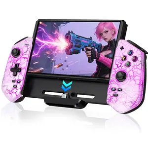 Switch Controller for Nintendo Switch/OLED,Pro Controller for Handheld Grip with Hall Effect Joystick,One-Piece Switch Joy Con with Turbo/Programmable/6-Axis/Vibration/RGB/4 Games Card Slot